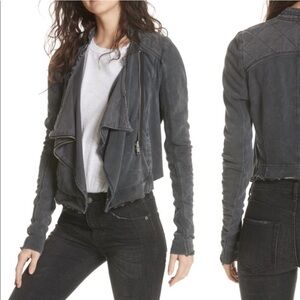 Free People Shrunken Moto Jacket Gray
